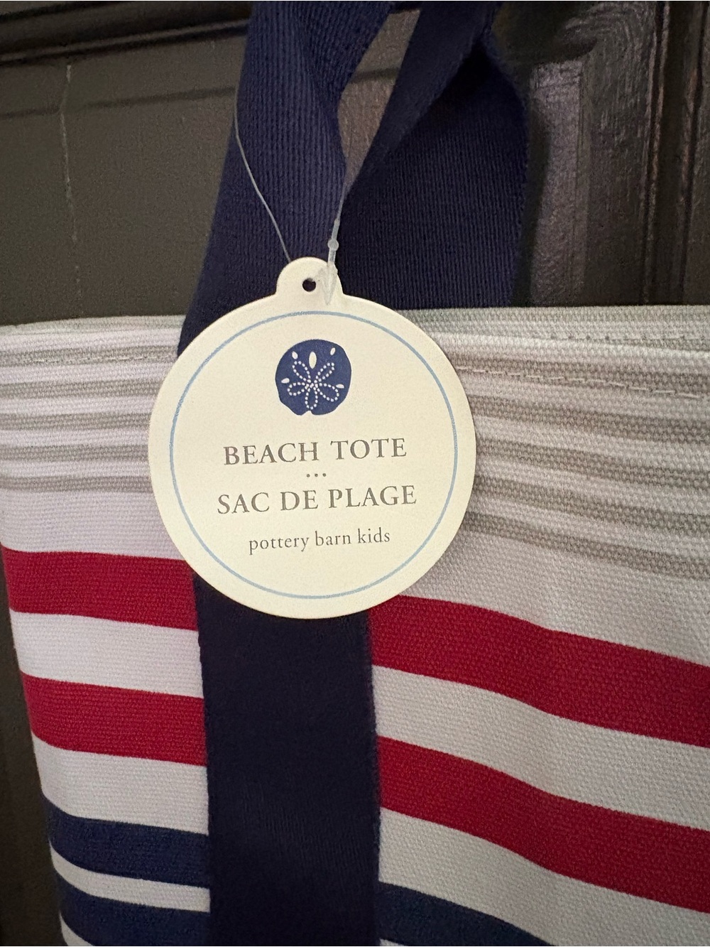 Pottery Barn Kids Red, Navy and White Striped Beach Tote SET OF TWO